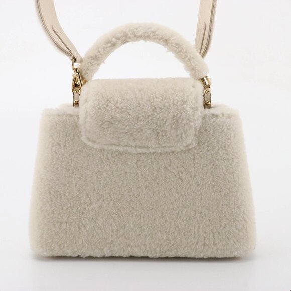 Louis Vuitton White Shearling BB Capucines Bag - Picture 4 of 14